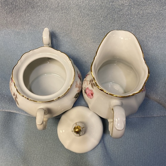 PinkRose Mitterteich Bavaria Germany Creamer and Lidded Sugar Bowl set - Picture 14 of 15